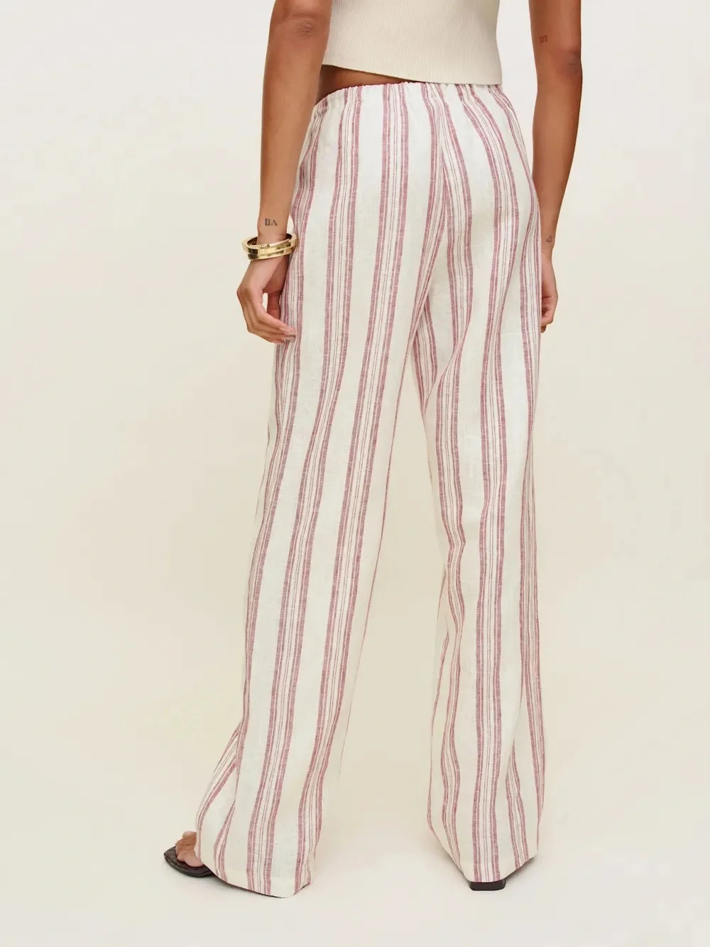 Reformation Petites Olina Linen Pant Red - Size SP